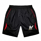 Men's Milwaukee Brewers Black Red Stripe MLB Shorts